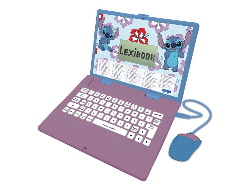 Lexibook Lern-Laptop Stitch DE/ENG mit 124 Aktivitäten Blau Zweisprachiger sprechender Bildungslaptop