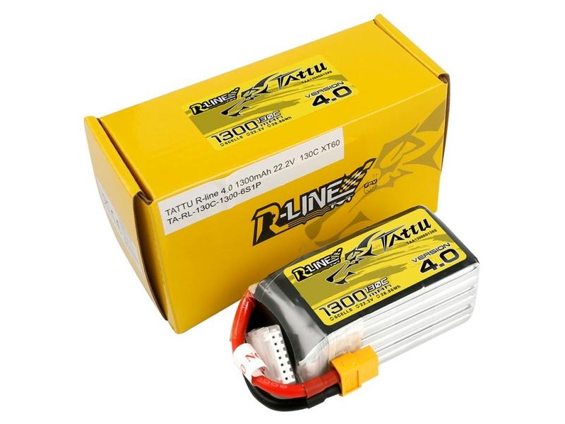 Tattu RC-Akku LiPo 1300 mAh 22.2 V 130C R-Line, V4.0 R-Line Akku für Multikopter mit XT60 Stecker