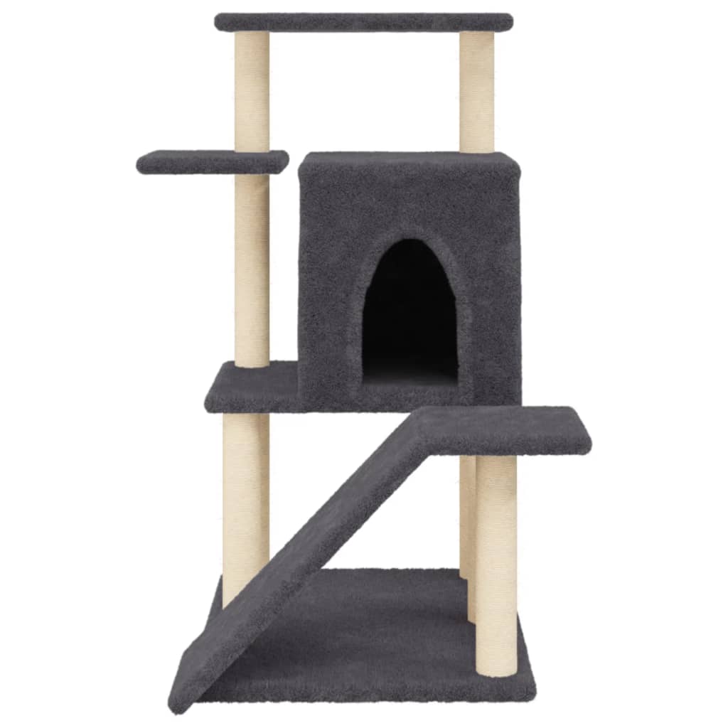 Arranhador para gatos vidaXL com hastes de sisal cinza escuro, 97 cm
