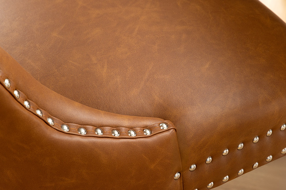 Chesterfield Stuhl CASTLE braun Kunstleder schwarz Massivholz mit Komfortgriff