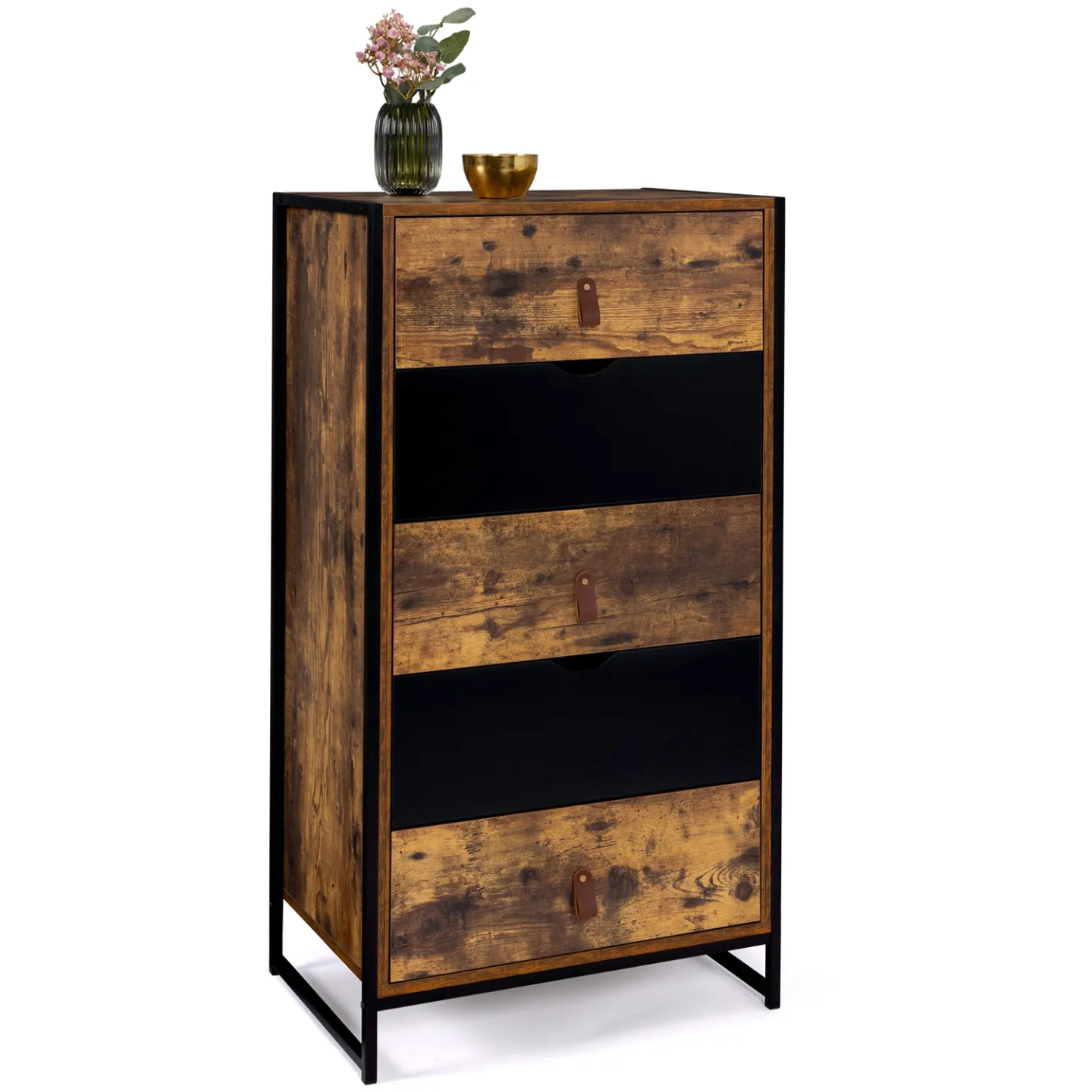 Chiffonnier 5 tiroirs CHICAGO 60 cm commode semainier design industriel