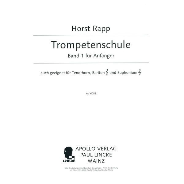 Horst Rapp Verlag Trompetenschule 1 für Anfänger