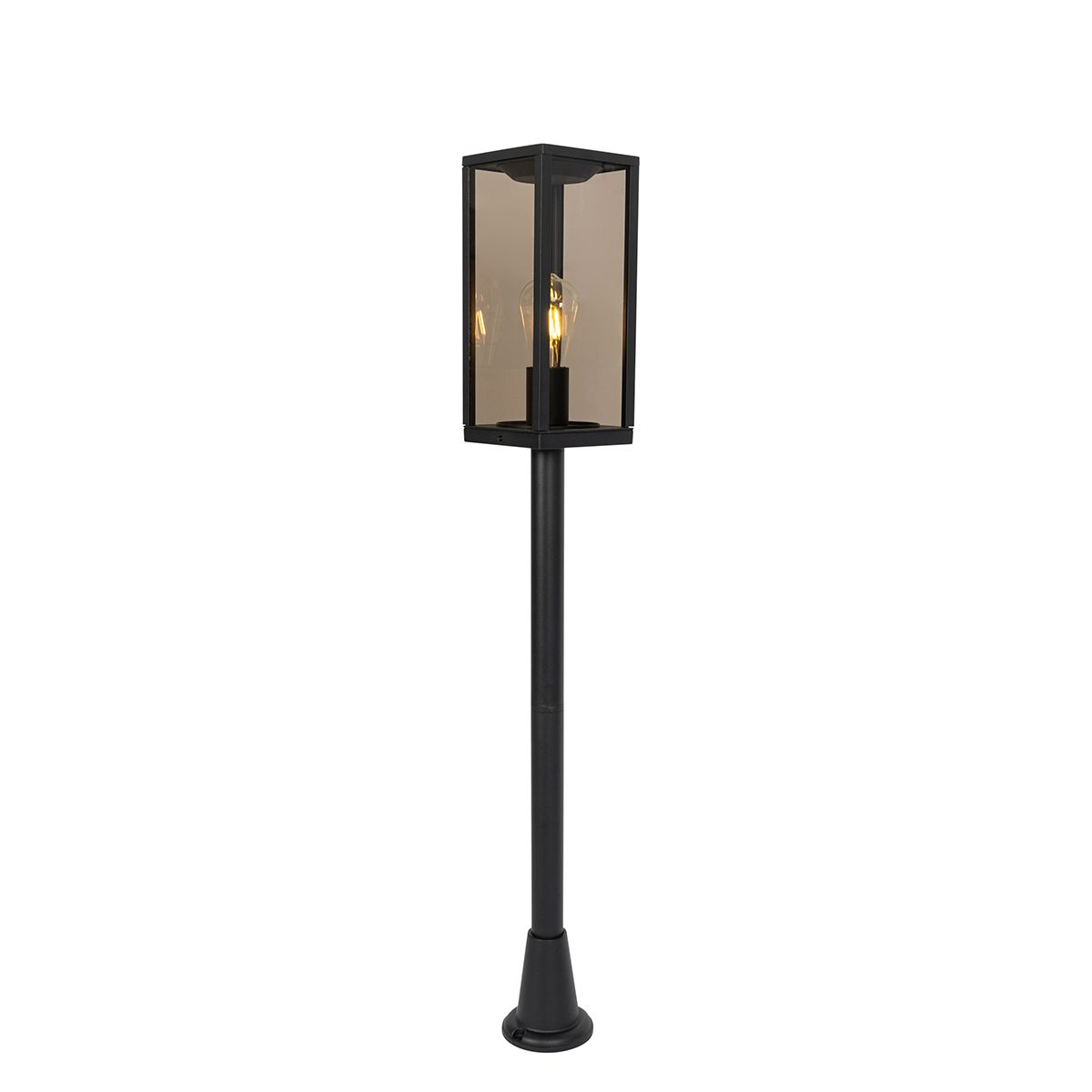 Staande buitenlamp zwart met smoke 100 cm IP44 - Charlois