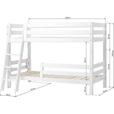 Hoppekids ECO Luxury køjeseng med sengehest og skrå stige 90x200 cm