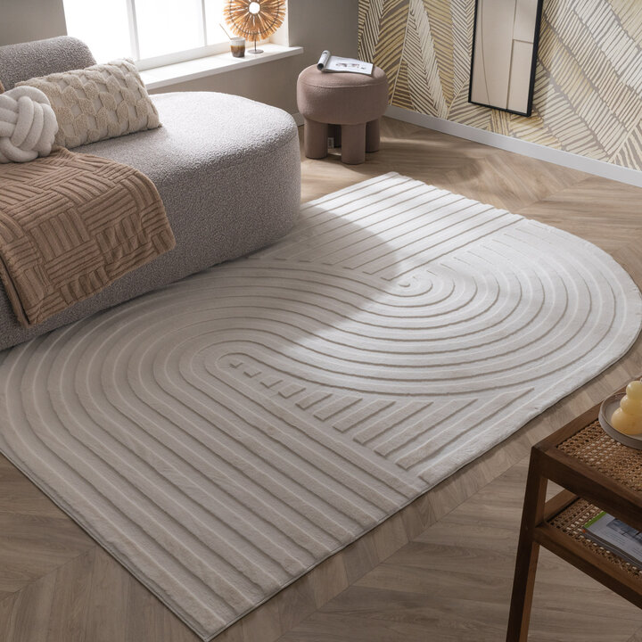 Organisch Vloerkleed - Flowy Arch Creme | Wasbaar