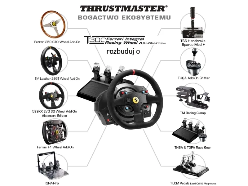 Thrustmaster Ferrari T300 Integral Racing - Alcantara - rat og pedalsæt - kabling - for PC, Sony PlayStation 3, Sony PlayStation 4, Sony PlayStation 5