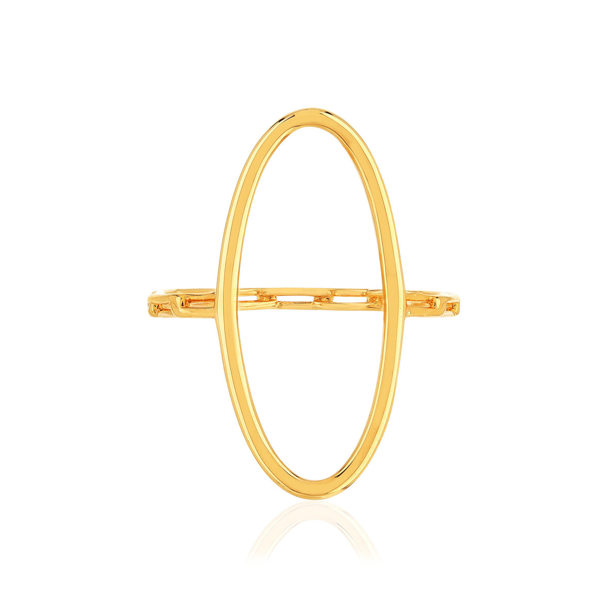 Bague plaqué or jaune, motif ovale style chaînage