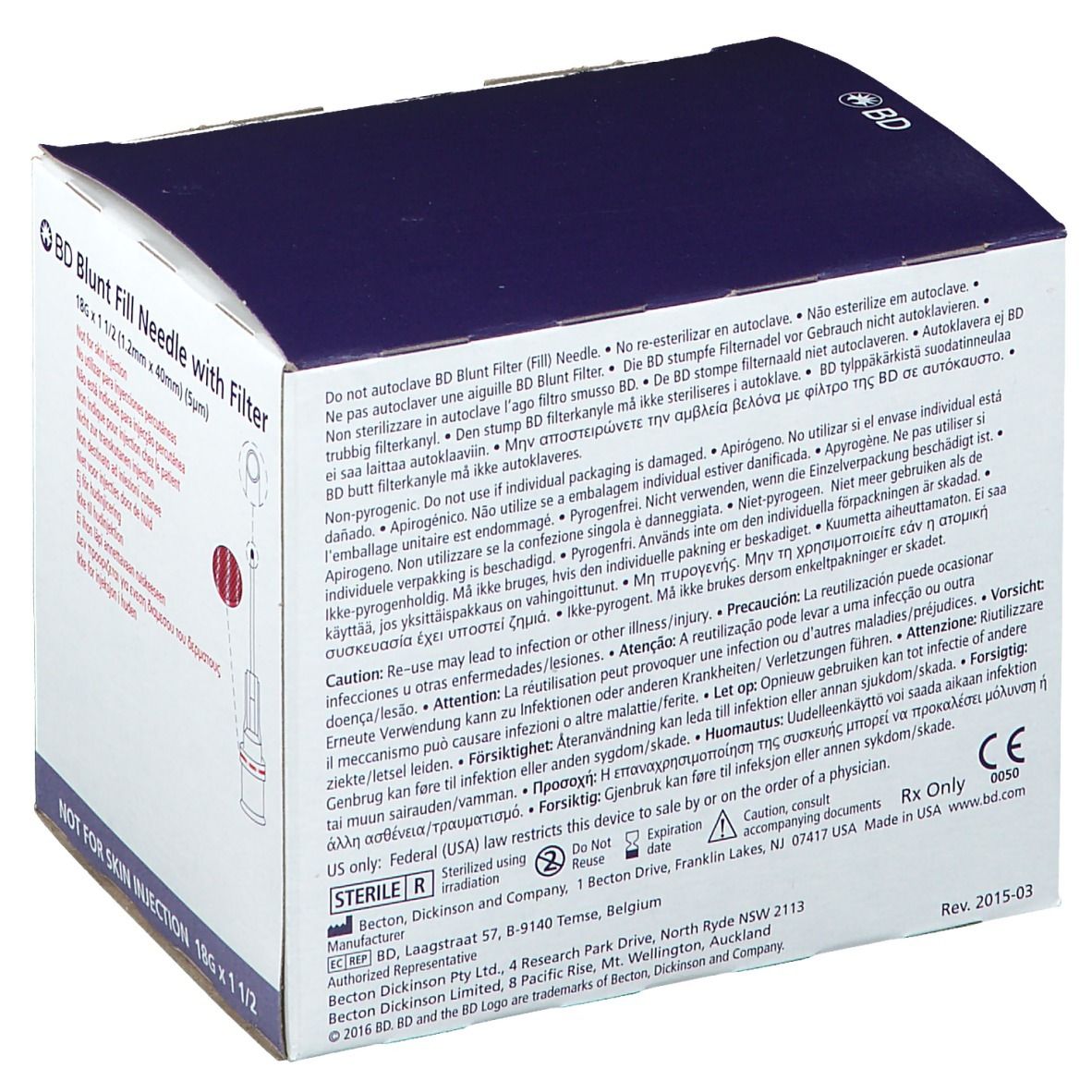 BD Aufziehkanüle mit 5μ Filter 18 G flieder