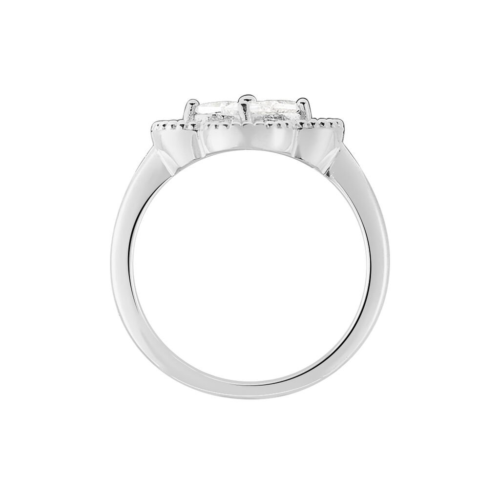 Bague Laetizia Fleur Argent Blanc Oxyde De Zirconium