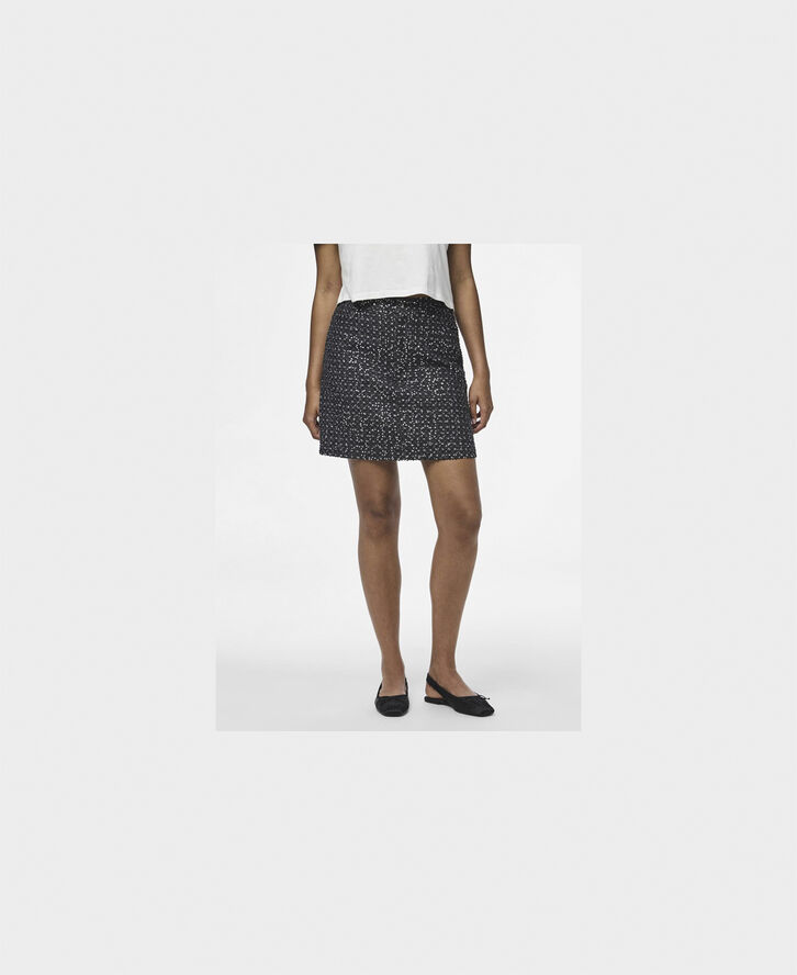 Pieces PCROBERTA HW MINI SEQUINS SKIRT Grey denim