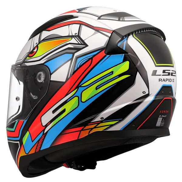LS2 - Casque FF353 Rapid II Xdron Blanc / Orange / Bleu / Vert fluo / Noir / Brillant