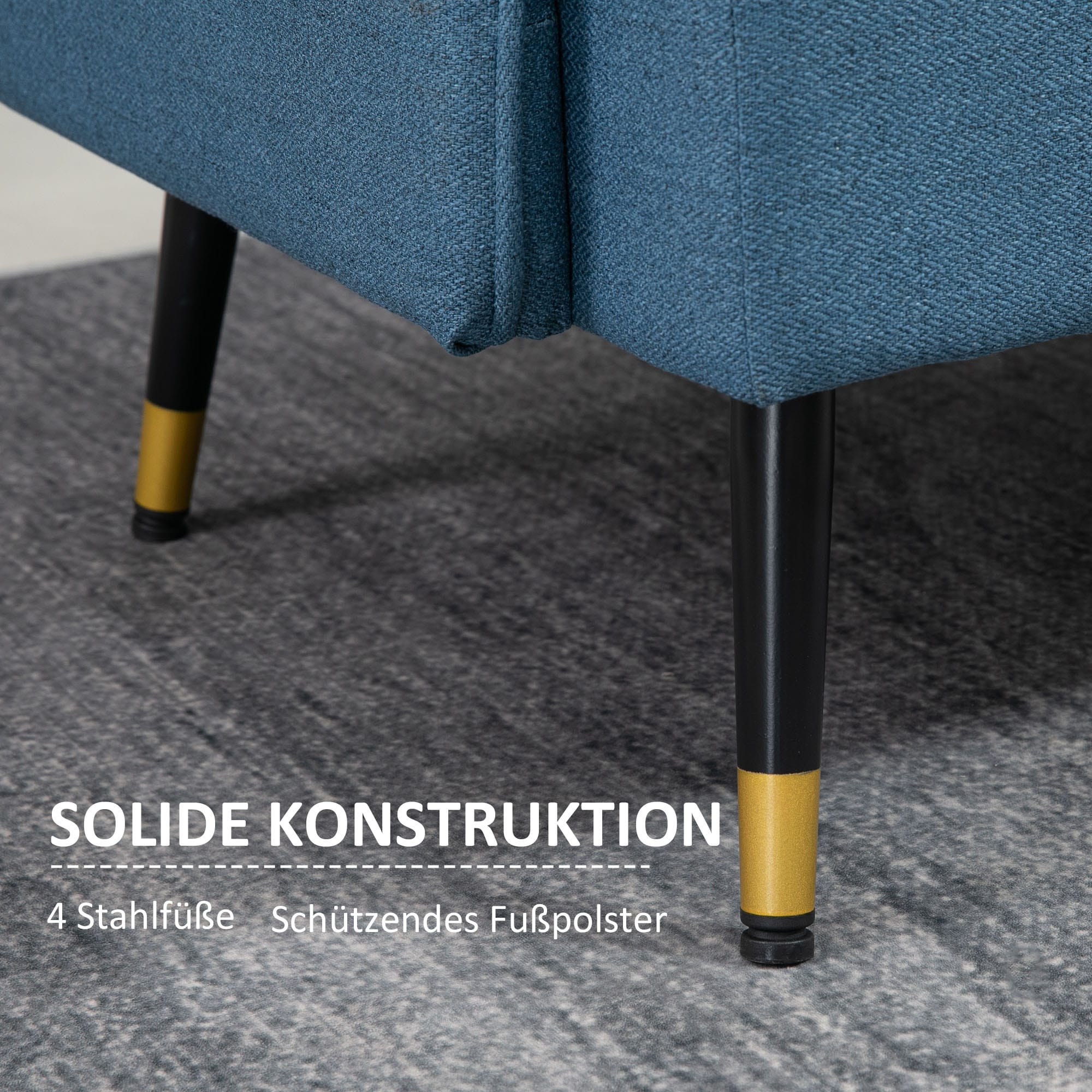 HOMCOM Zweisitzer Sofa mit Rücken- und Sitzkissen grau 139L x 68B x 80H cm
