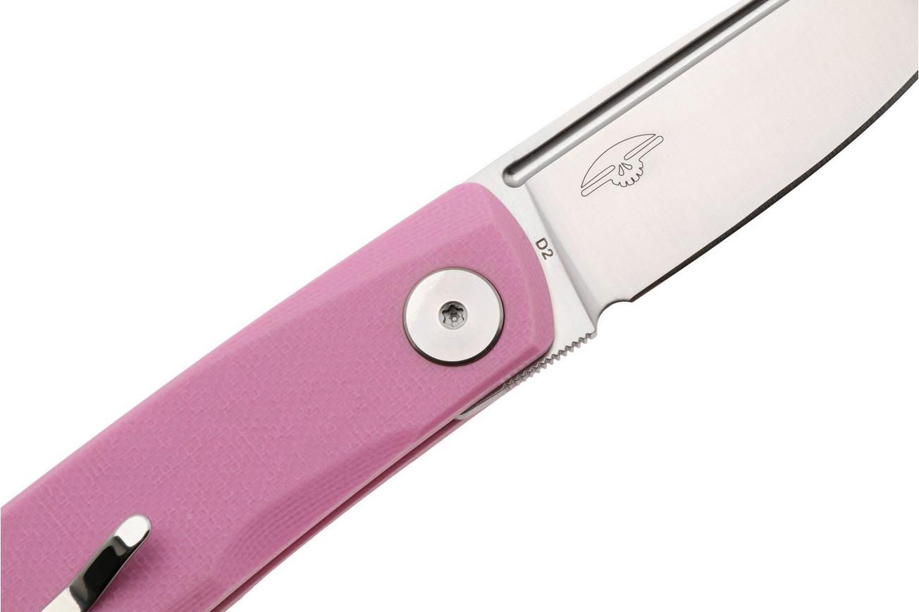 Real Steel Luna Lite 7040 Satin D2, Pink G10, zakmes