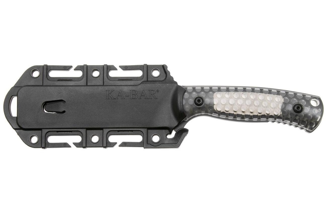 KA-BAR Cool Name 7700, Black 1095 Cro-Van Drop Point, Transparent Honeycomb Smoke Polycarbonate, vaststaand mes, Les George design