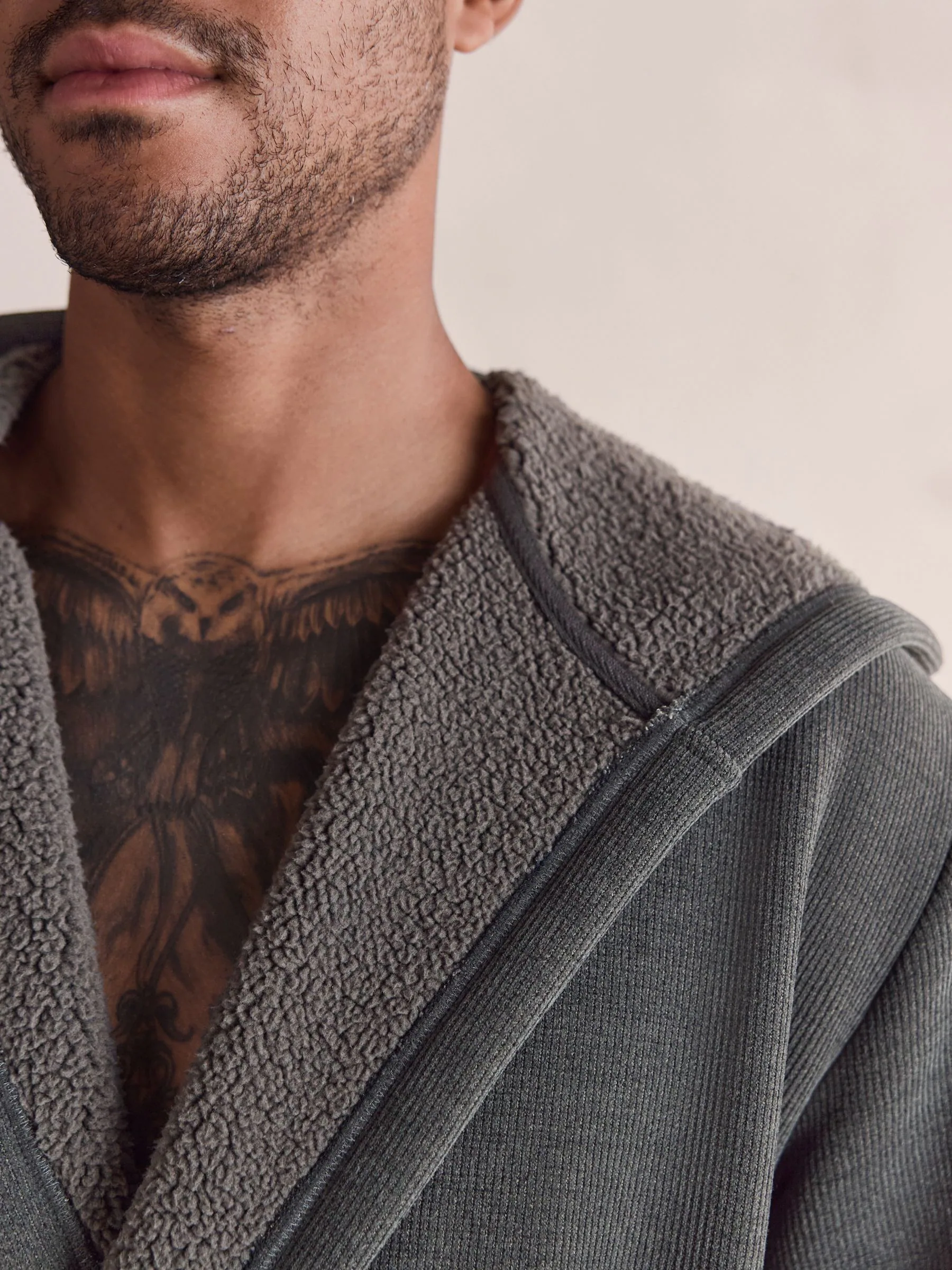 Leisteen grijs - Corded Textured Dressing Gown