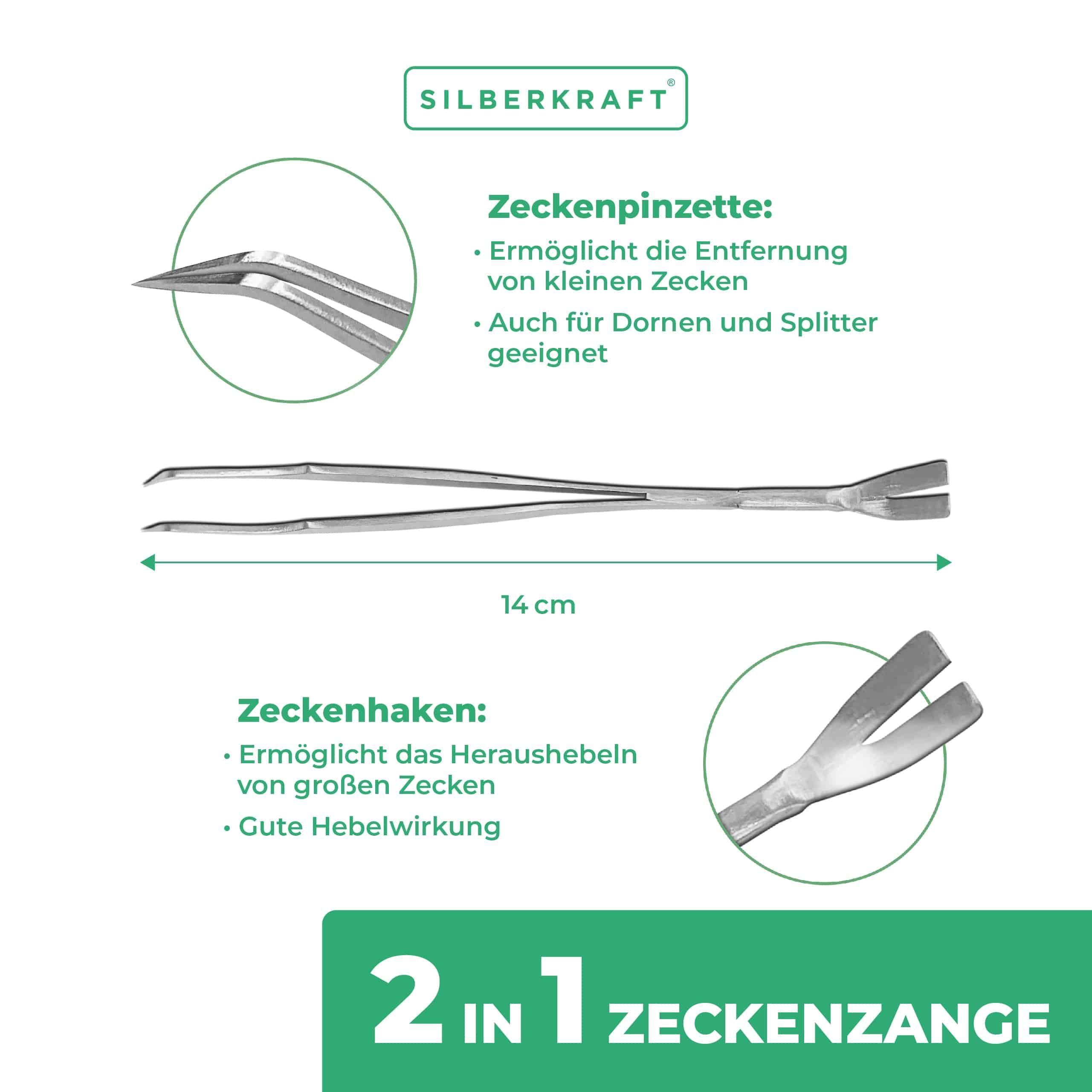 SILBERKRAFT Zeckenzange