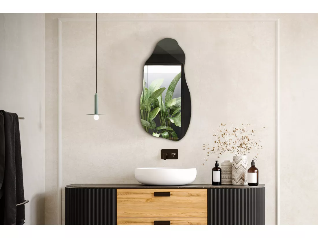 Miroir asymétrique organique irrégulier pour la salle de bain, le salon - 45 cm x 90 cm