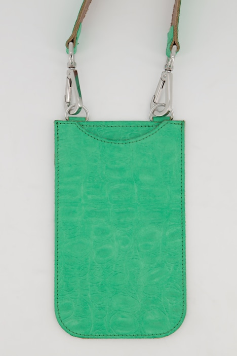 Ledertasche, Krokoprägung, abnehmbare Minitaschen
