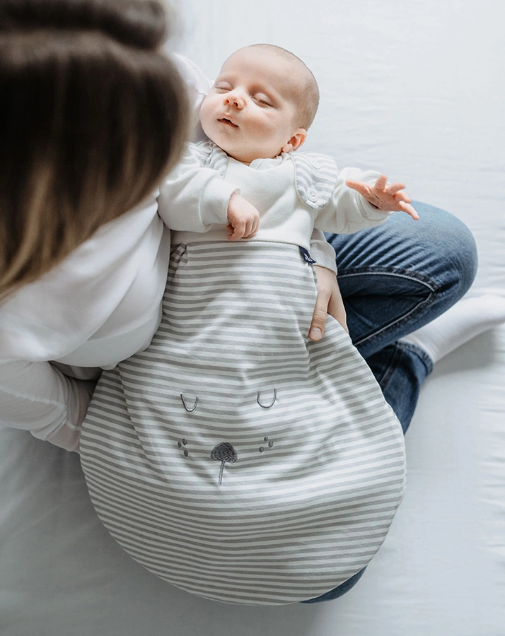 Schlafsack BABY-MÄXCHEN® – FACES in hellgrau