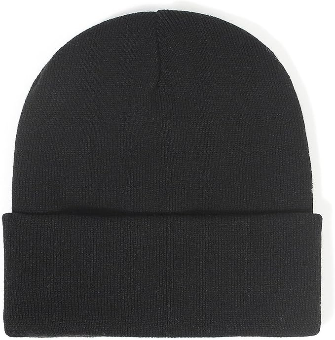 Unisex Strickmütze Beanie Winter Mütze mit Satin Innenfutter (One Size) - Schwarz
