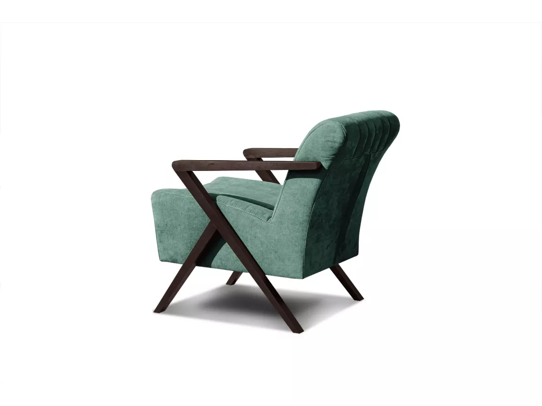 Fauteuil fixe Lebron, tissu vert émeraude