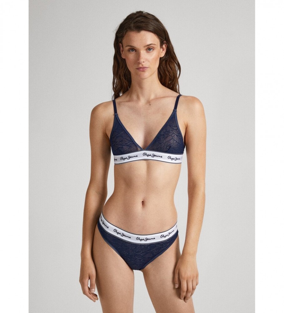 Sutiã Pepe Jeans em tela semitransparente azul marinho