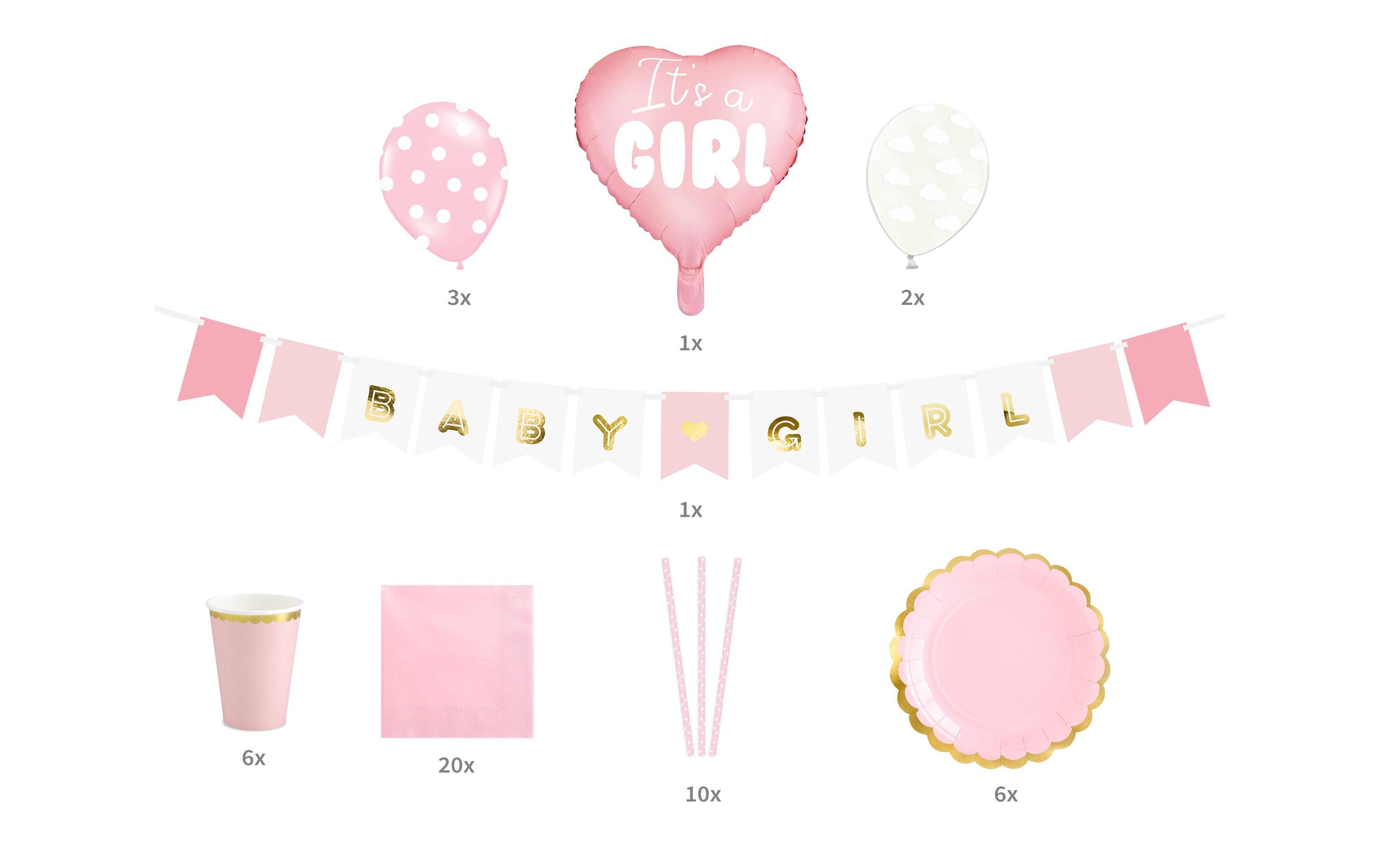 Partyset Its a girl 7-teilig, RosaBabyparty Set