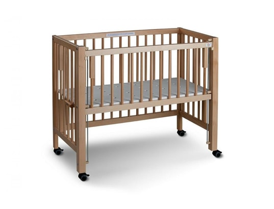 TISSI - Lit bébé à barreaux cododo maxi boxspring en hêtre massif na...