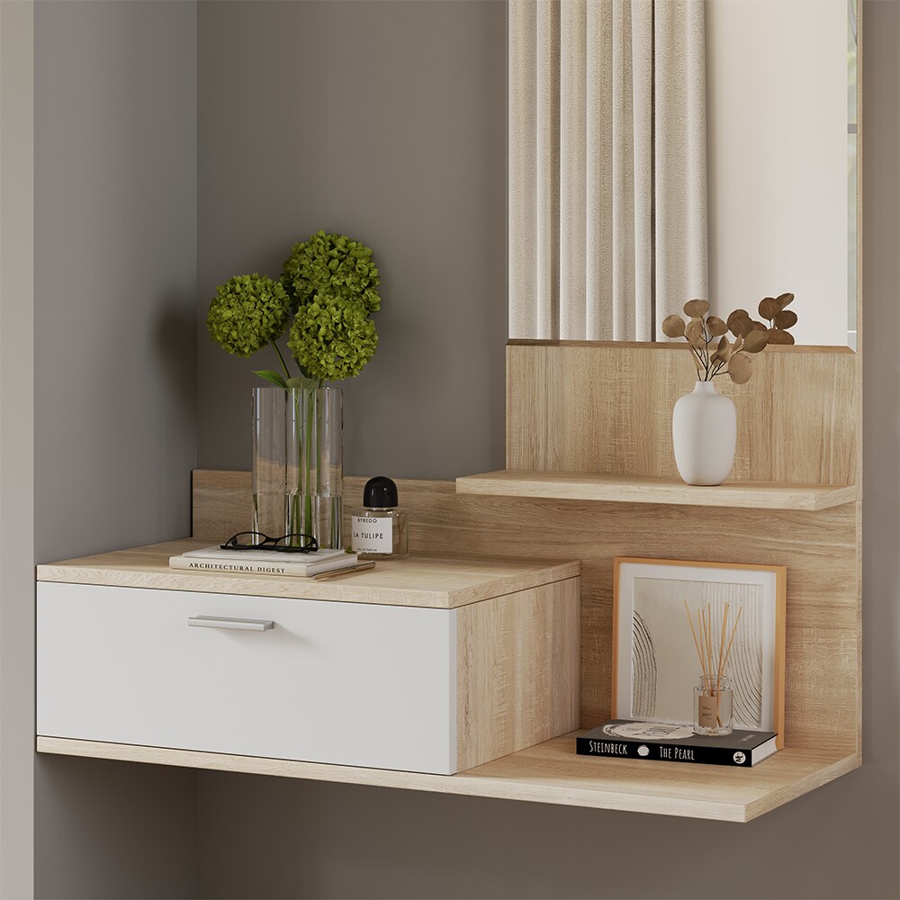Vicco Flurgarderobe Ballin Eiche 98 x 140,5 cm, mit Spiegel, Wandgarderobe, Flur