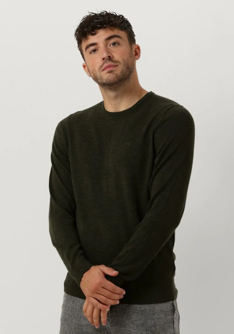 CALVIN KLEIN olijf calvin klein sweater superior wool crew neck sweater