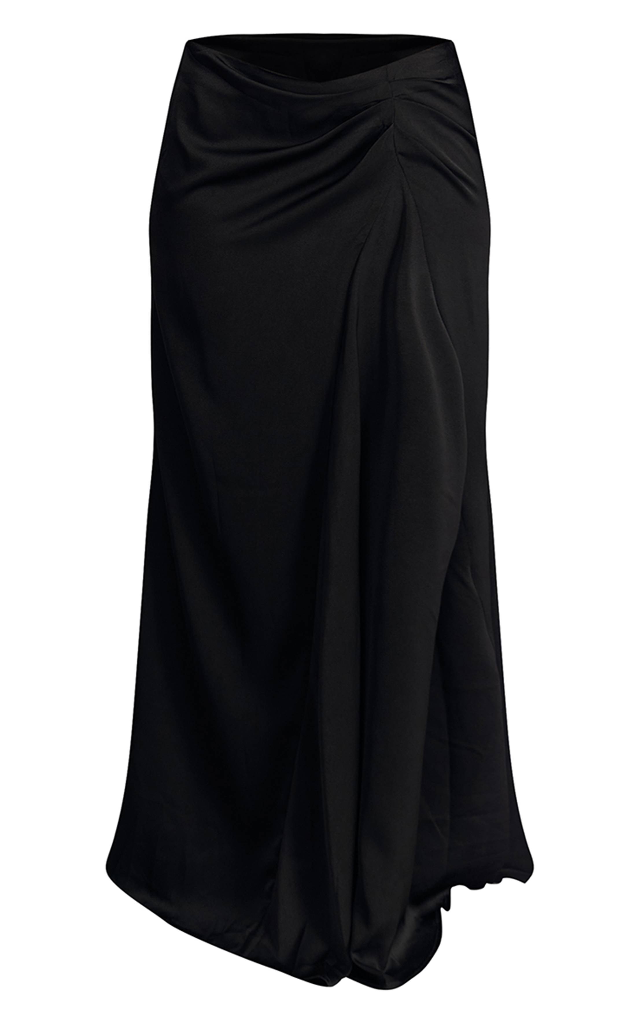 Noir Jupe Longue En Satin À Taille Échancrée