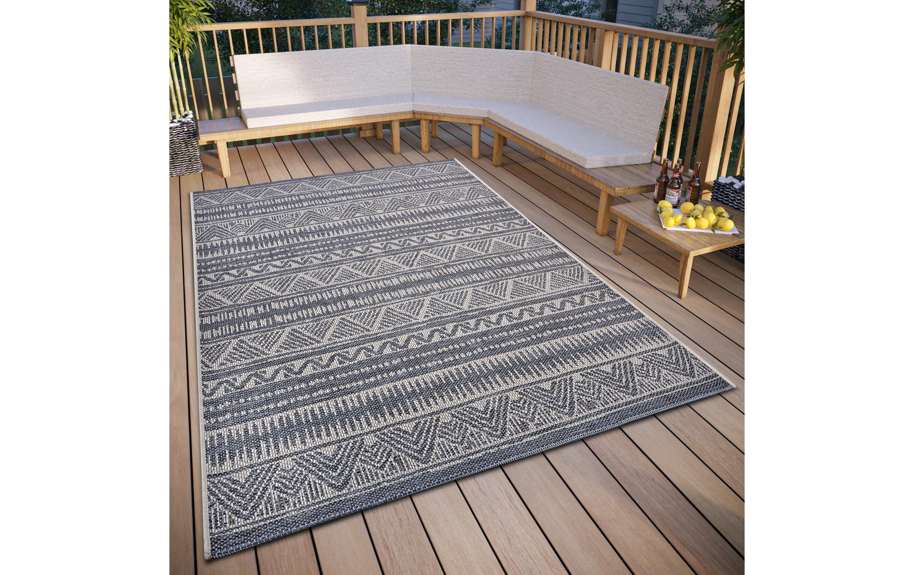 Teppich Loto 115 cm x 170 cm, Beige/GrauIn- & Outdoor Teppich