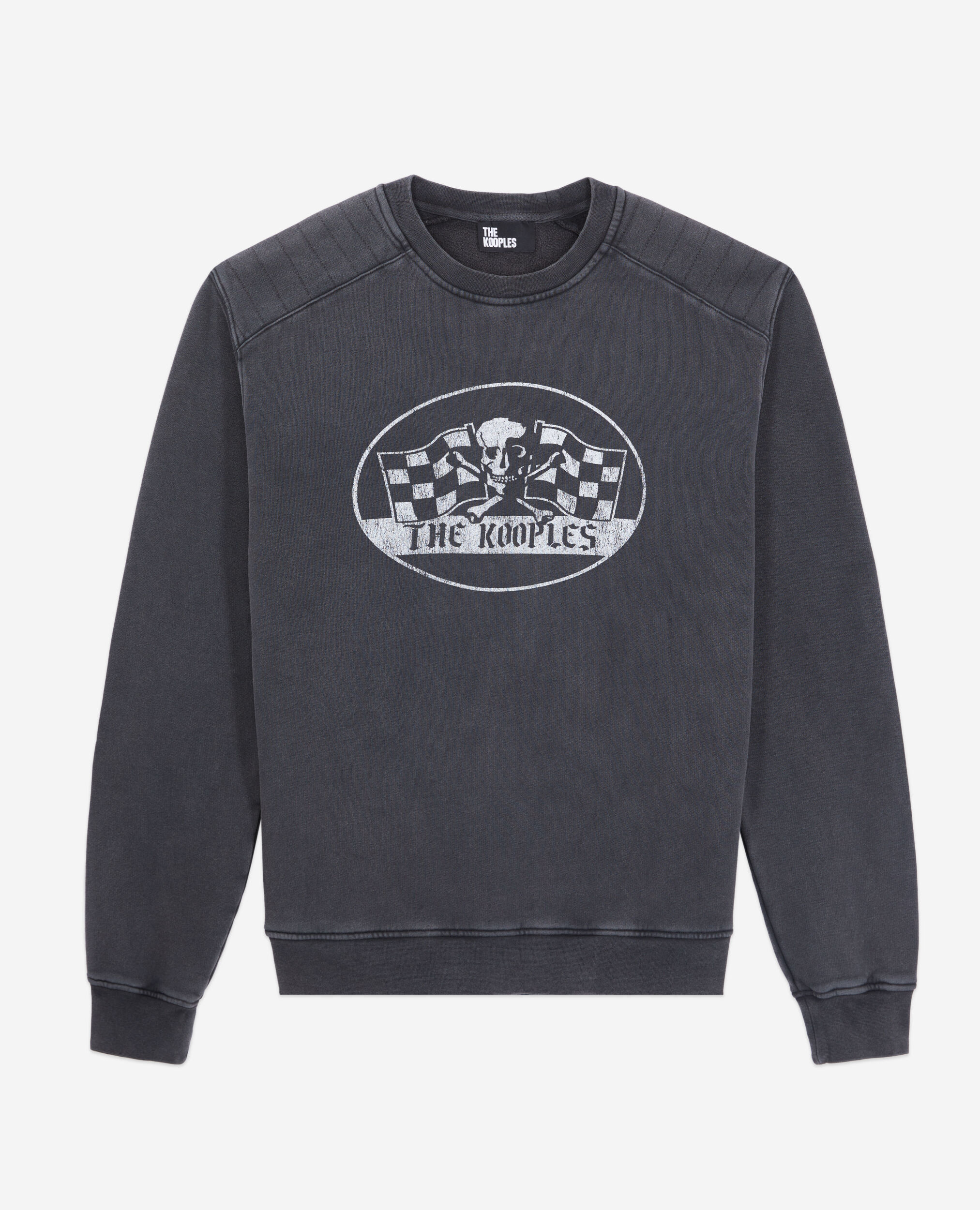 Sweatshirt noir avec sérigraphie Racing skull