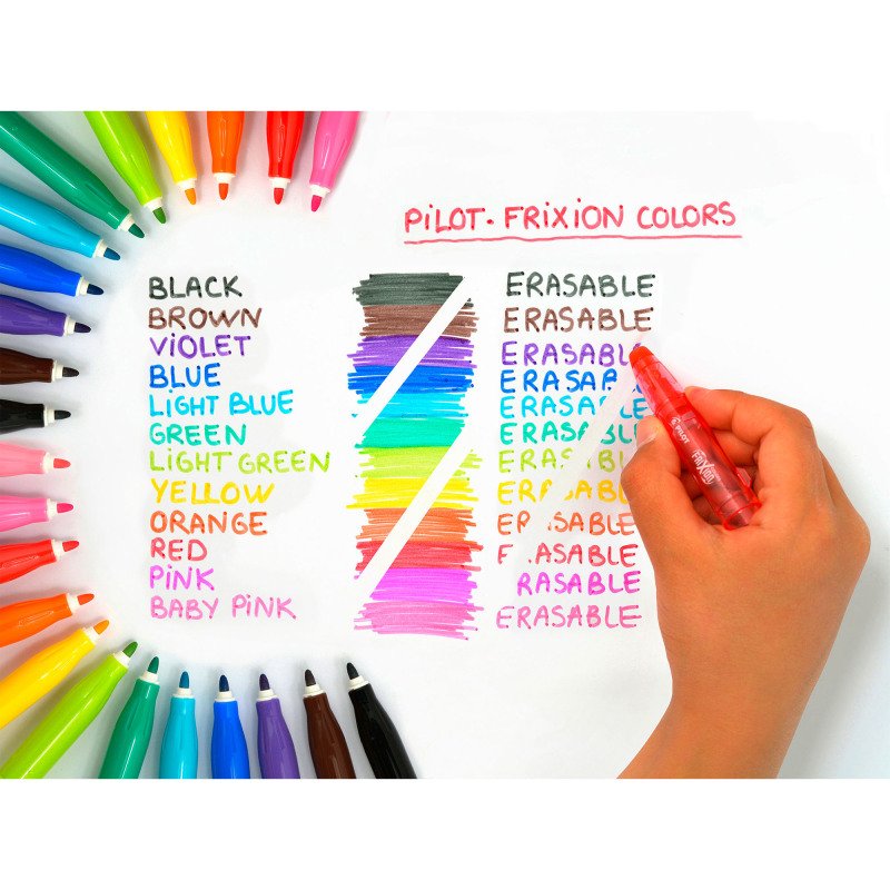 Feutre Pilot Frixion Colors couleurs assorties pointe ogive moyenne - Pochette de 6