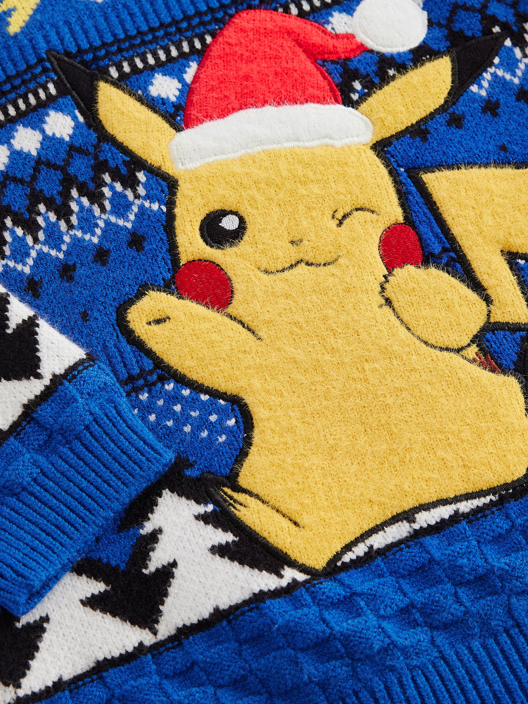Blauwe Pikachu Pokemon - Kersttrui met Fairisle-patroon en ronde hals (3 - 16 jr)