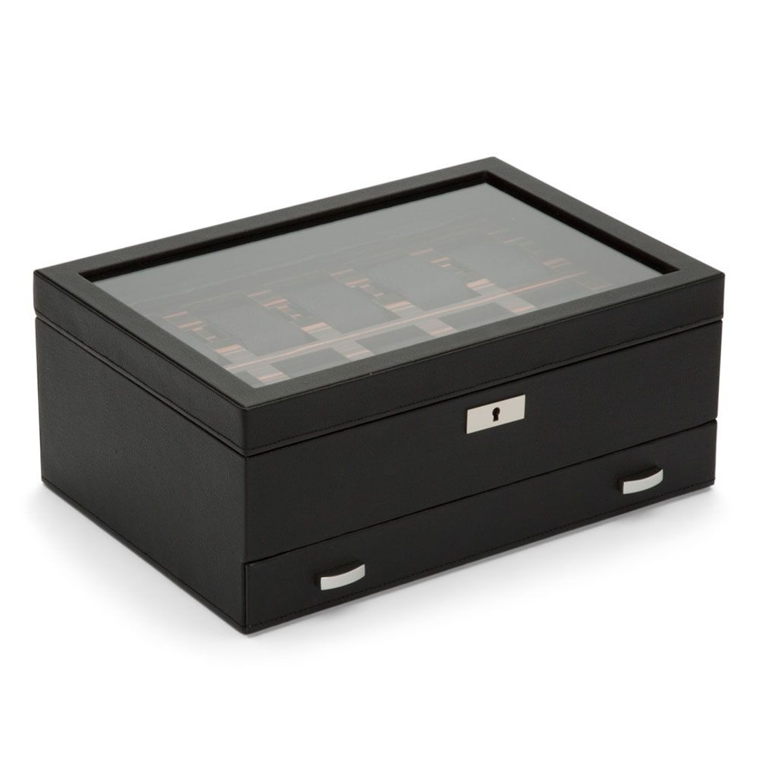 Wolf 1834 Roadster 10er Uhrenbox mit Schubladen Schwarz