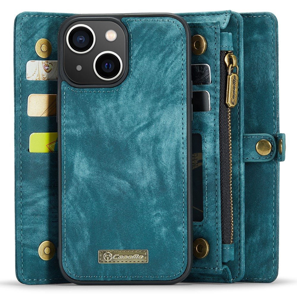 iPhone 15 2in1 Leder Tasche   Magnet Hardcase Karten Etui - Blau