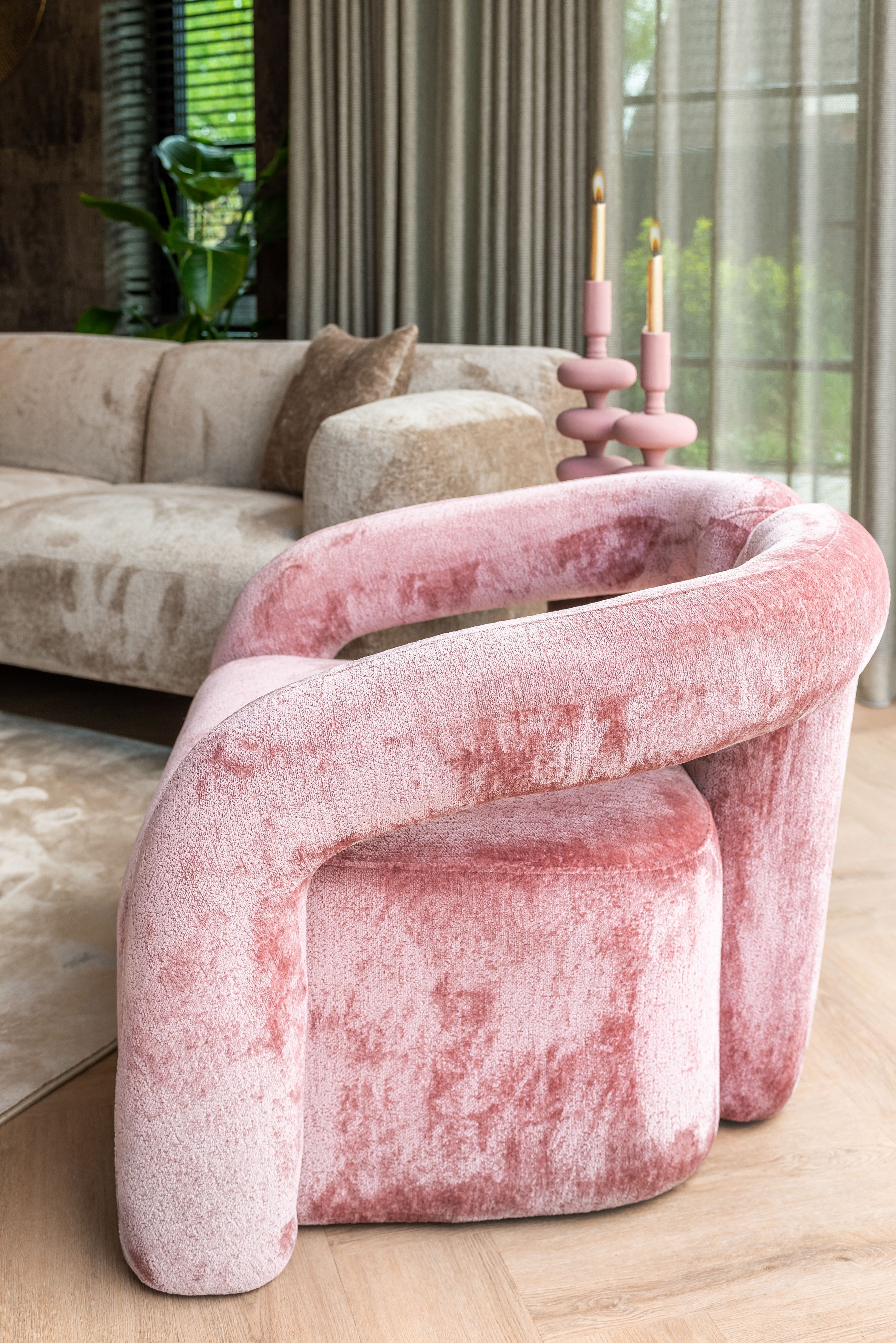 Fauteuil S4596 Rose Chenille Dana B85 x D77 x H67 cm