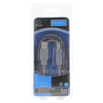 Q-Link USB kabel 2.0 printer/scanner 2 meter grijs