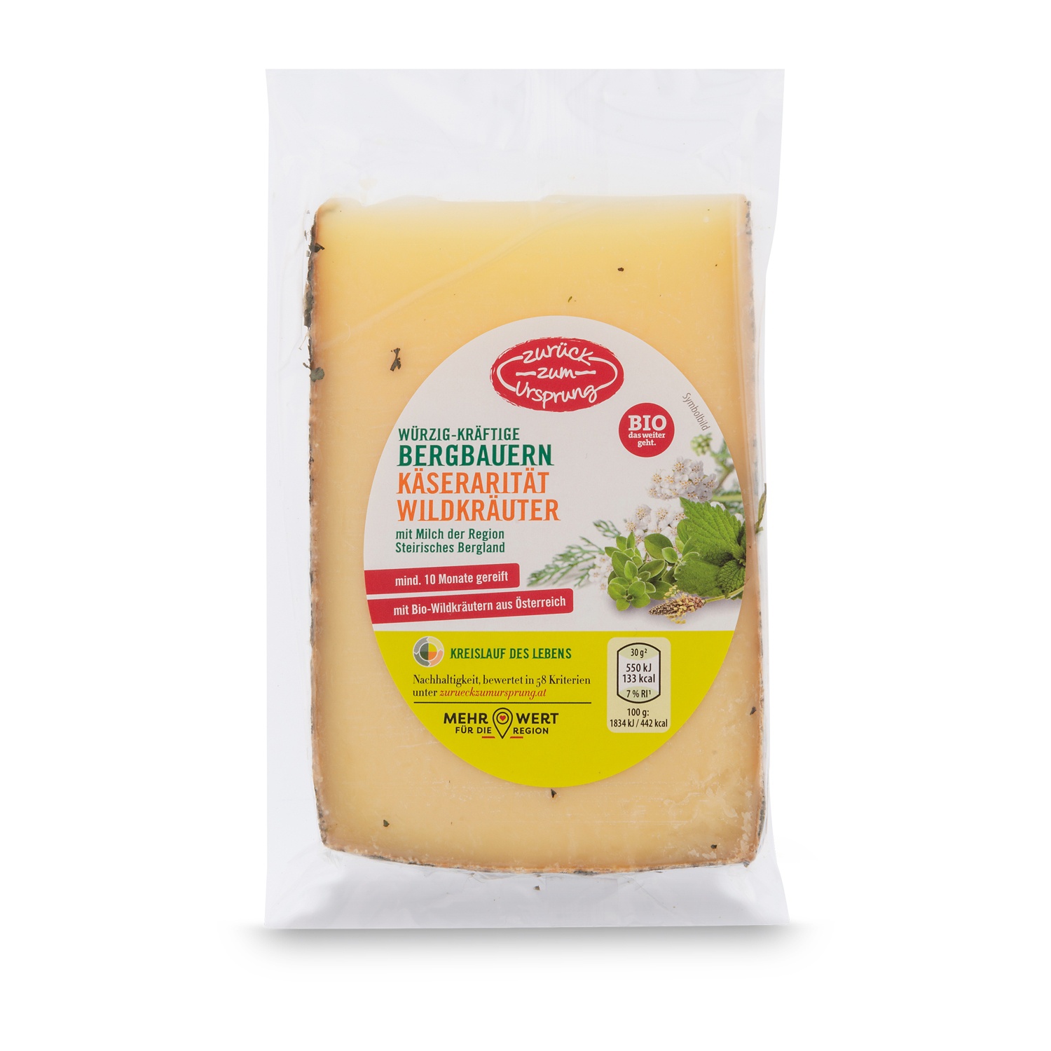 ZURÜCK ZUM URSPRUNG BIO-Bergbauern Käserarität, Kräuter 200 g
