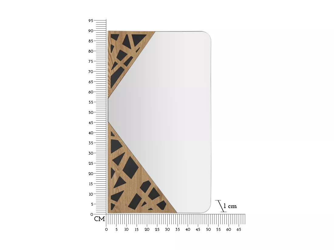 Miroir mural angle rectangulaire 50x1x90 cm avec Décorations Géométriques en Bois Tressé