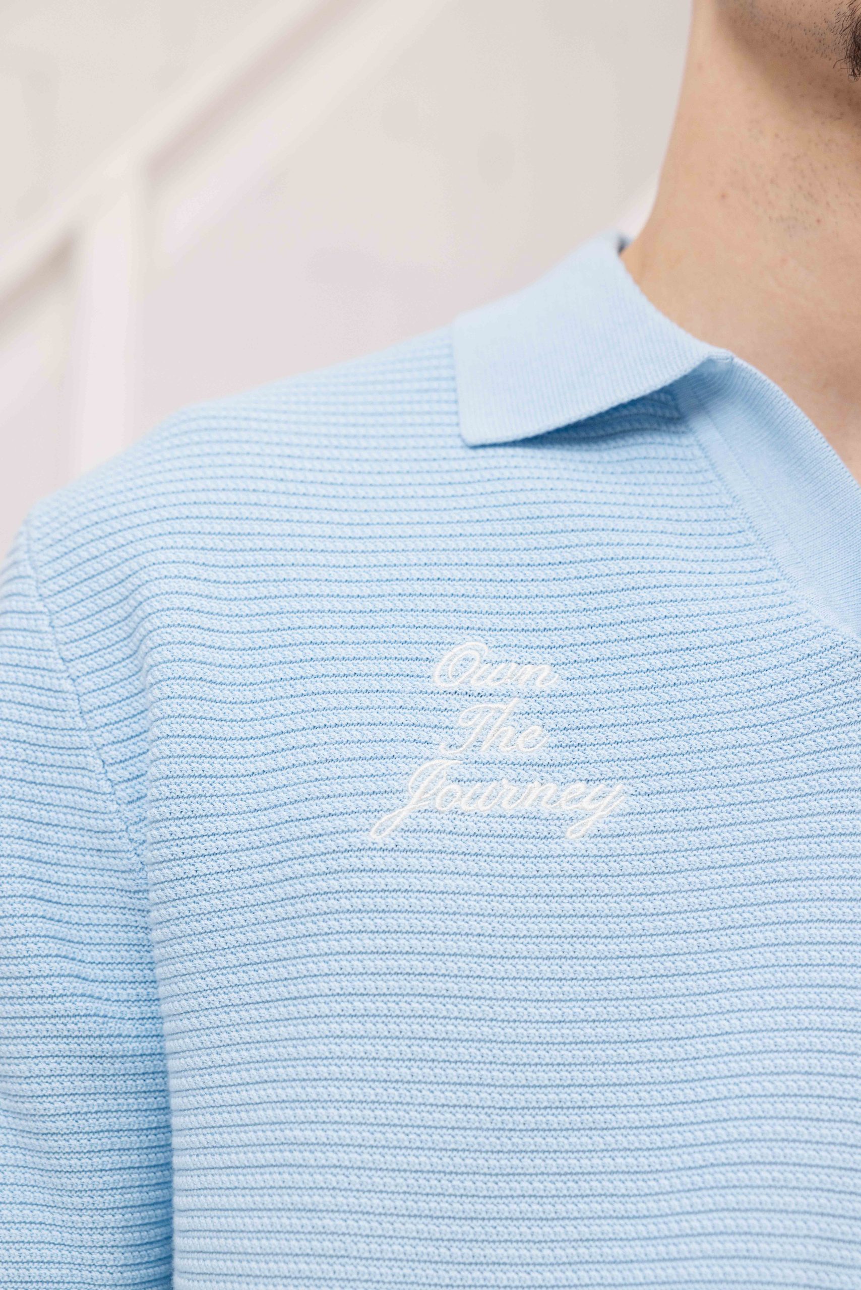 Pure Path Own The Journey Knitwear Polo Sweater Heren Lichtblauw