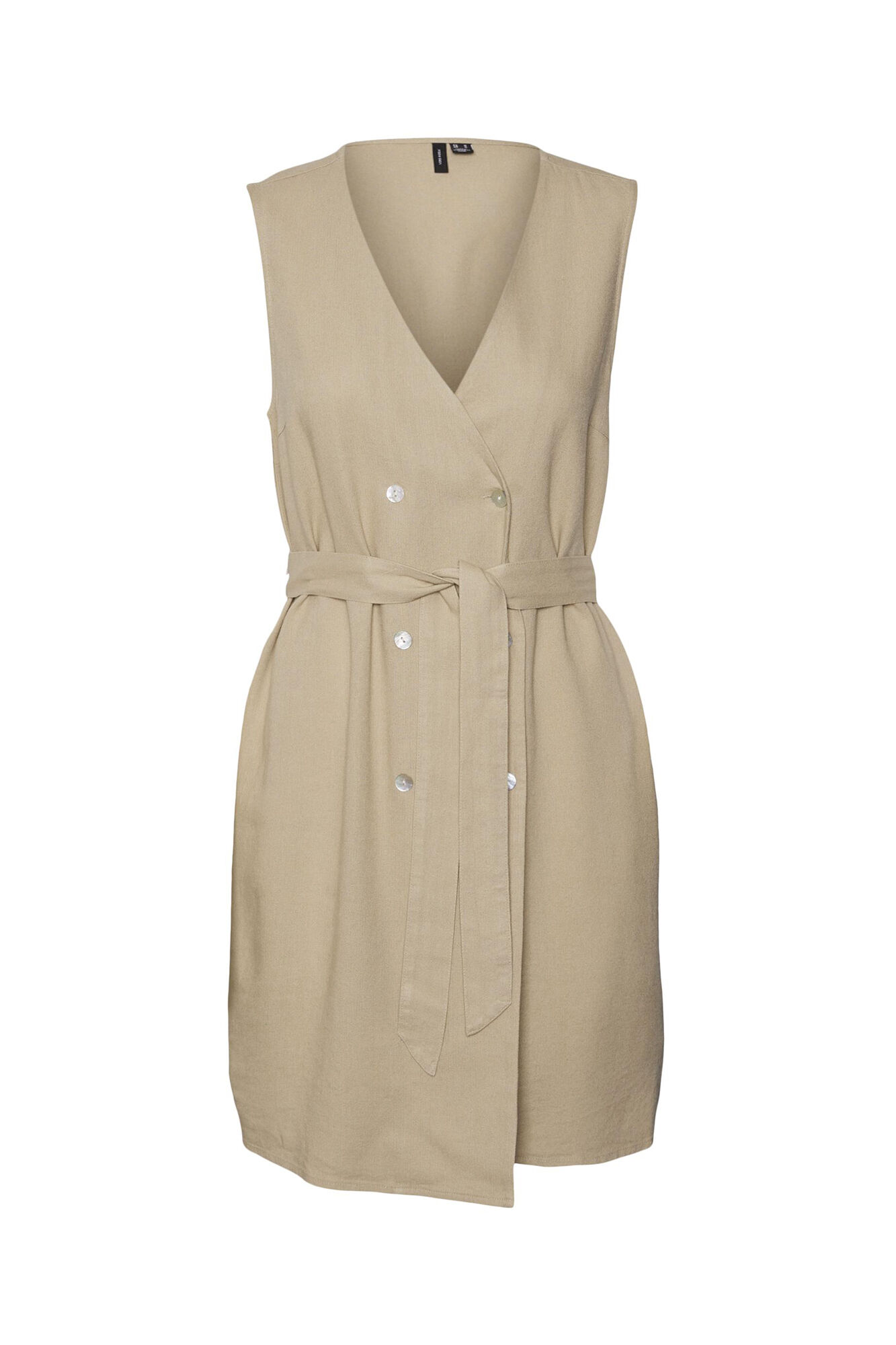 Vestido curto de linho - Marrom