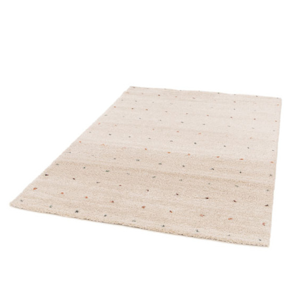 Tapis doux à poils longs - sofia - écru et pois colorés - 160 x 230 cm