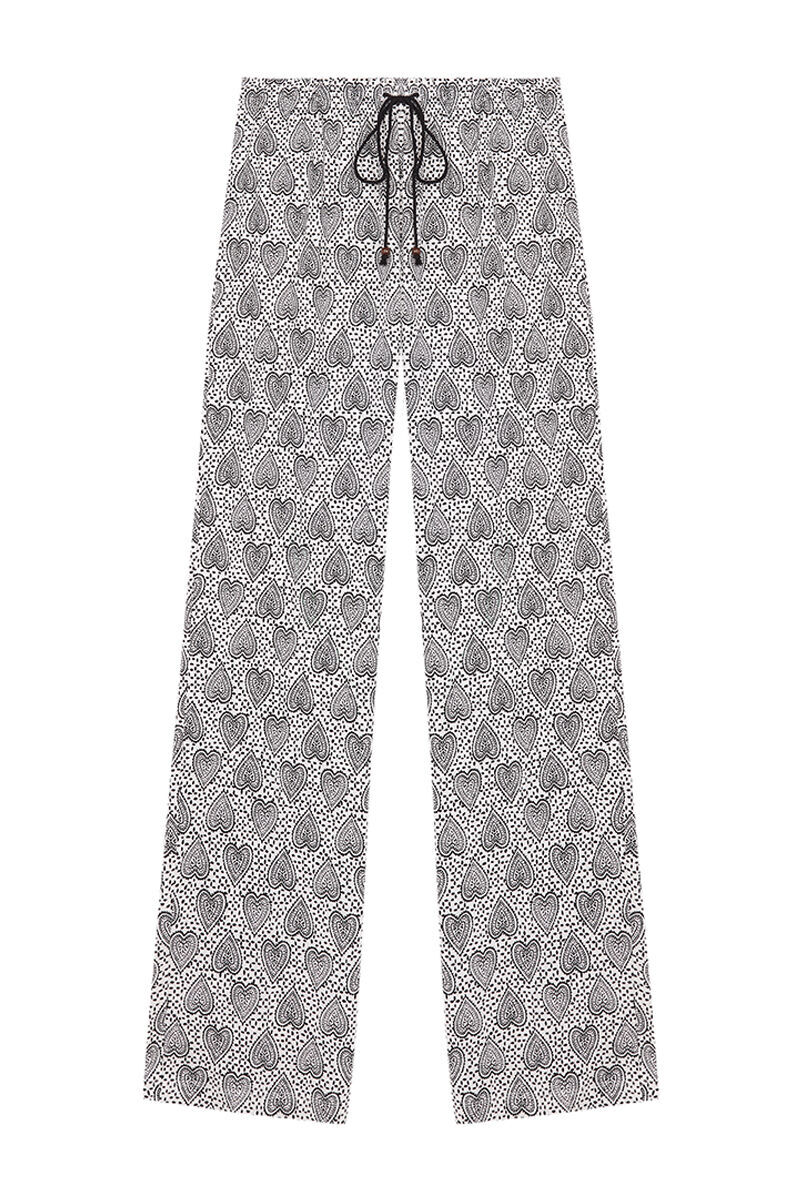 Calça 100% algodão com estampa de coração - bege