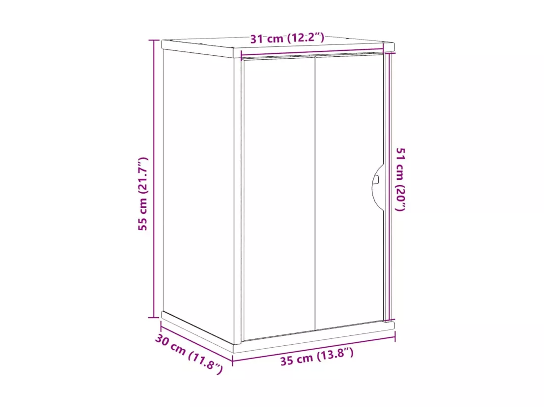 Armoire murale de salle de bain OTTA 35x30x55 cm bois massif