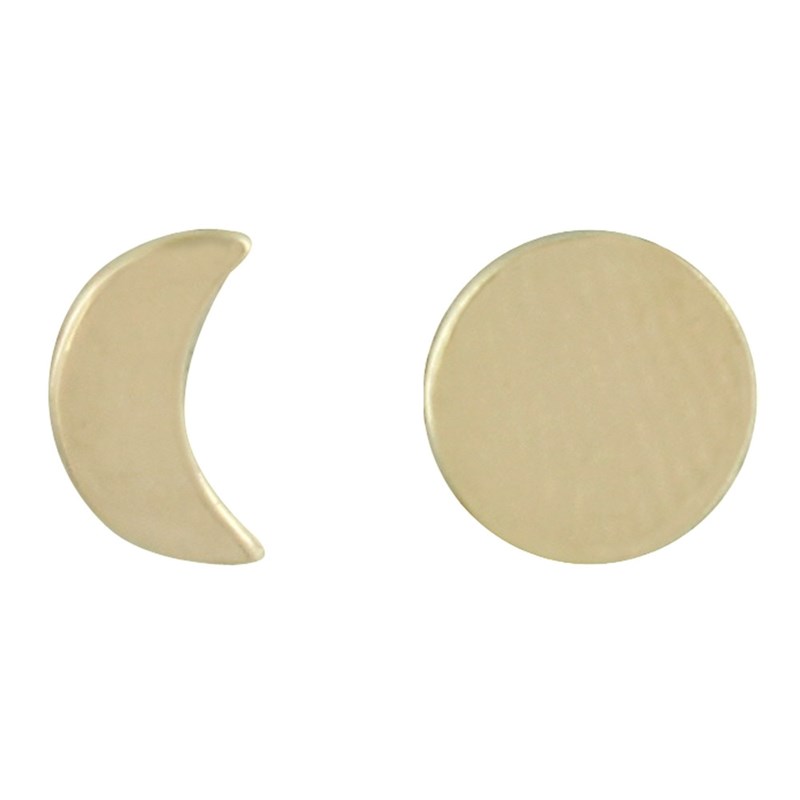 Boucles d'Oreilles Plaqué Or Lune et Croissant de Lune