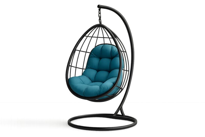 Garten-Hängesessel in Ei-Form mit Stahlrahmen und Polyester-Sitzkissen