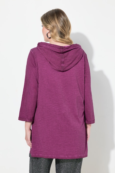 T-Shirt, A-Linie, ColdDyed, Strass-Verlauf, Kapuze
