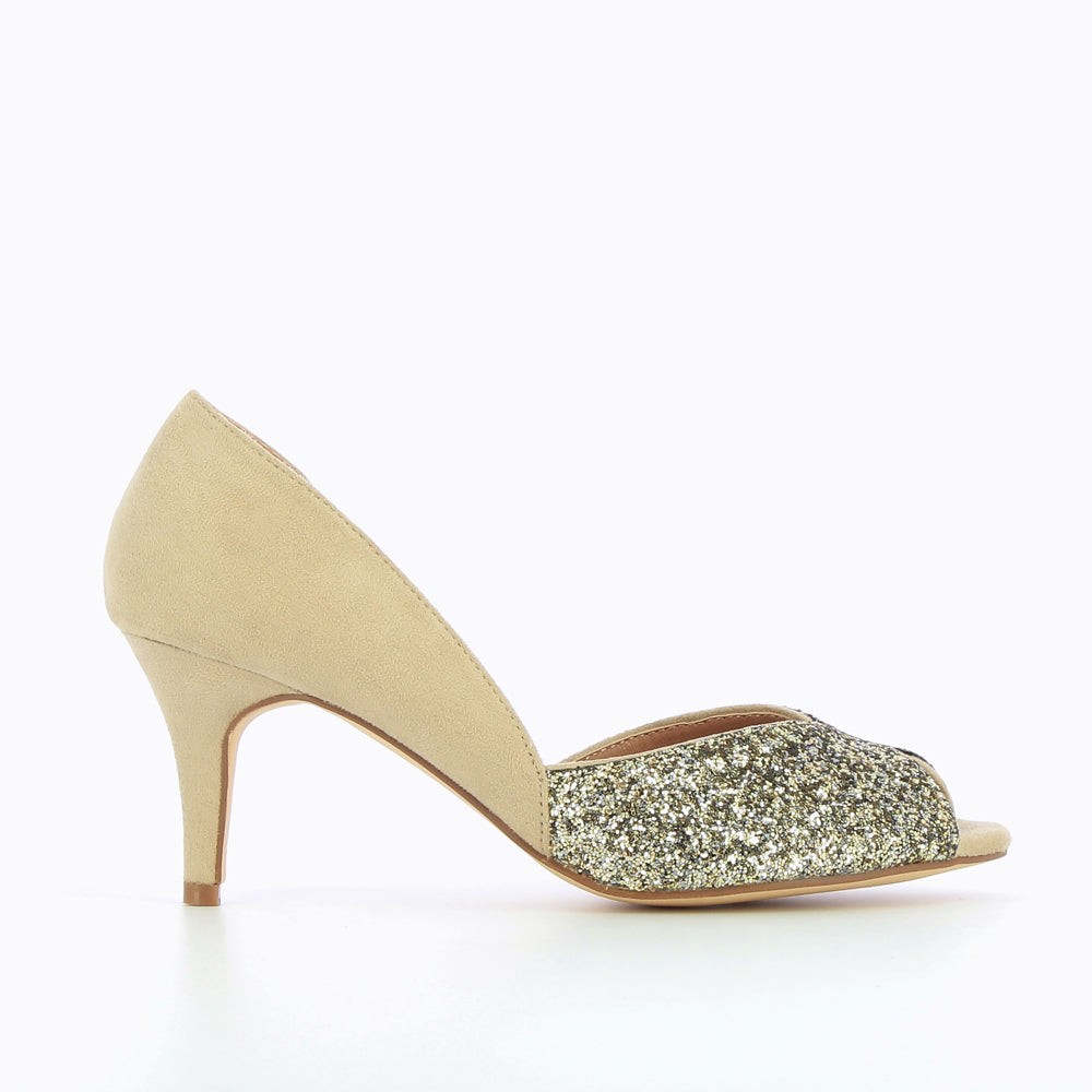 Escarpins-Escarpins peep-toe Diane beige et champagne